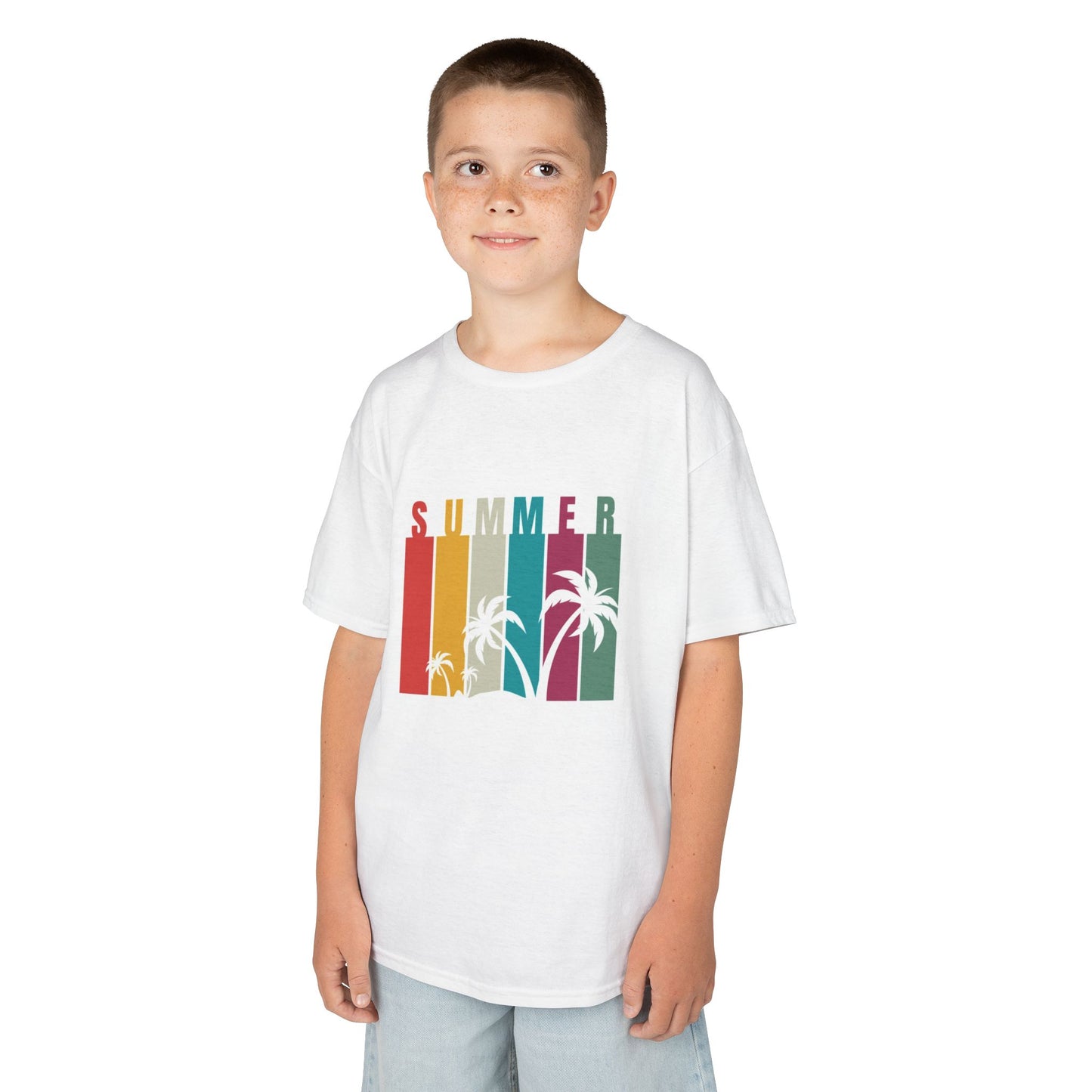 Kids Summer Vibe Tee - Colorful Palm Tree Design