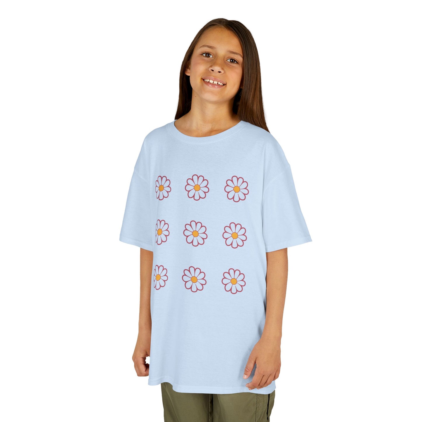 Kids Tee with Flowers - Youth T-Shirt with Floral Design