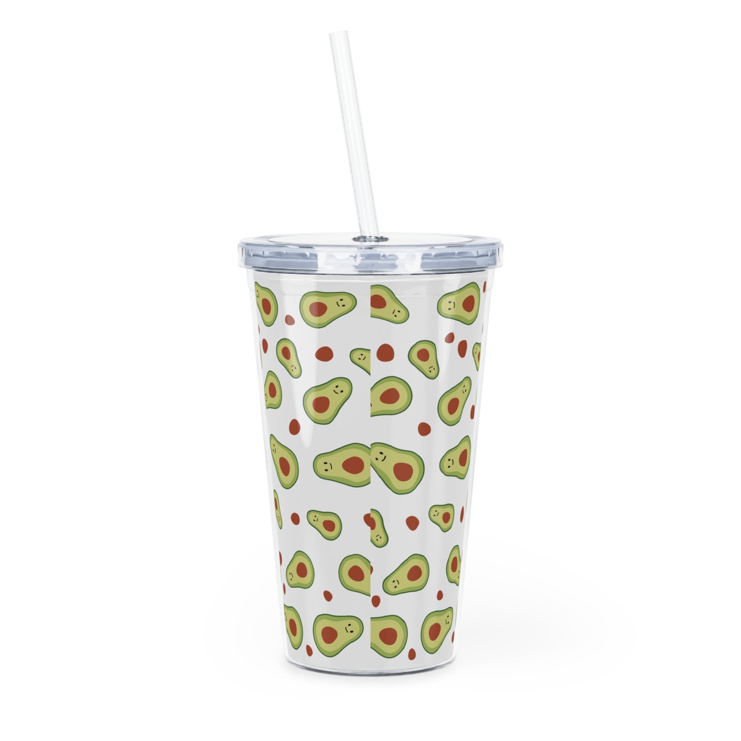 Cute Avocado Plastic Tumbler with Straw - Eco-Friendly Drinkware for Smoothies and Beverages